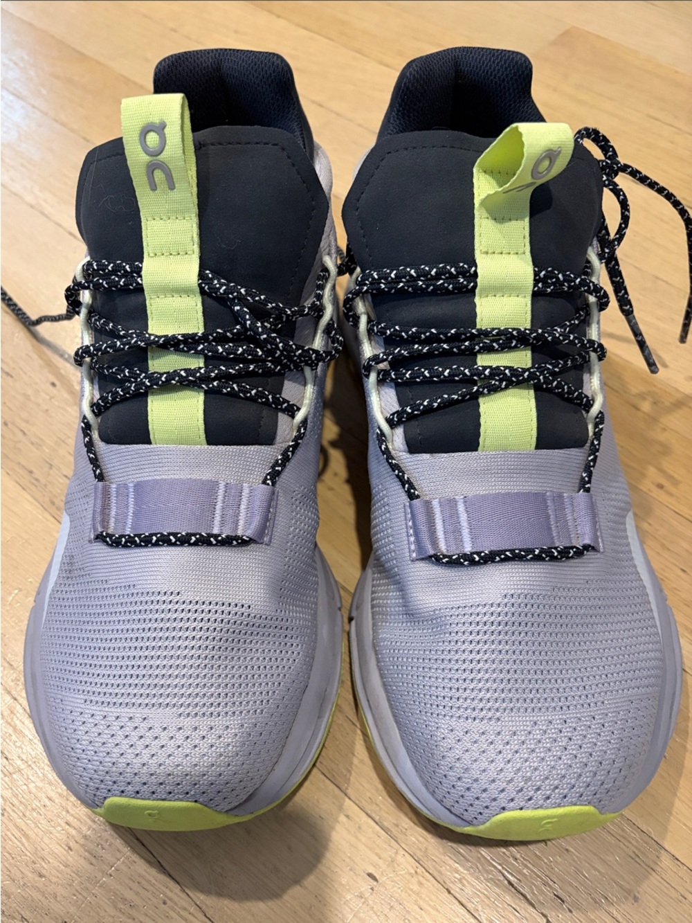 On Running Gray Sneakers with Neon Yellow Soles